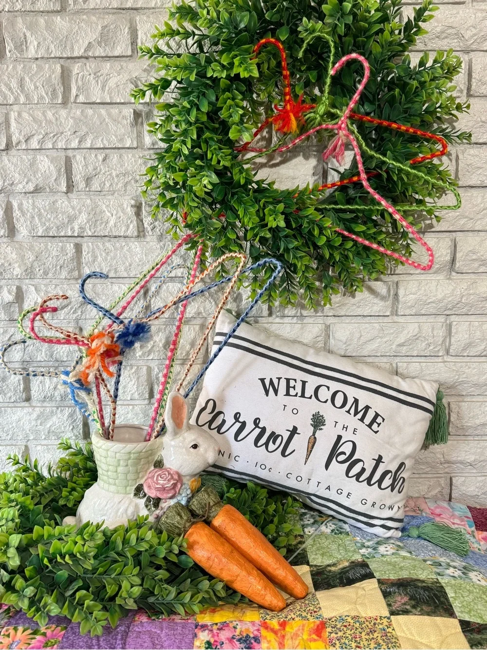 Handmade crocheted, covered hangers, Easter
